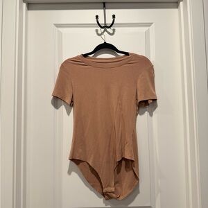 Women's Tan Short Sleeve Bodysuit